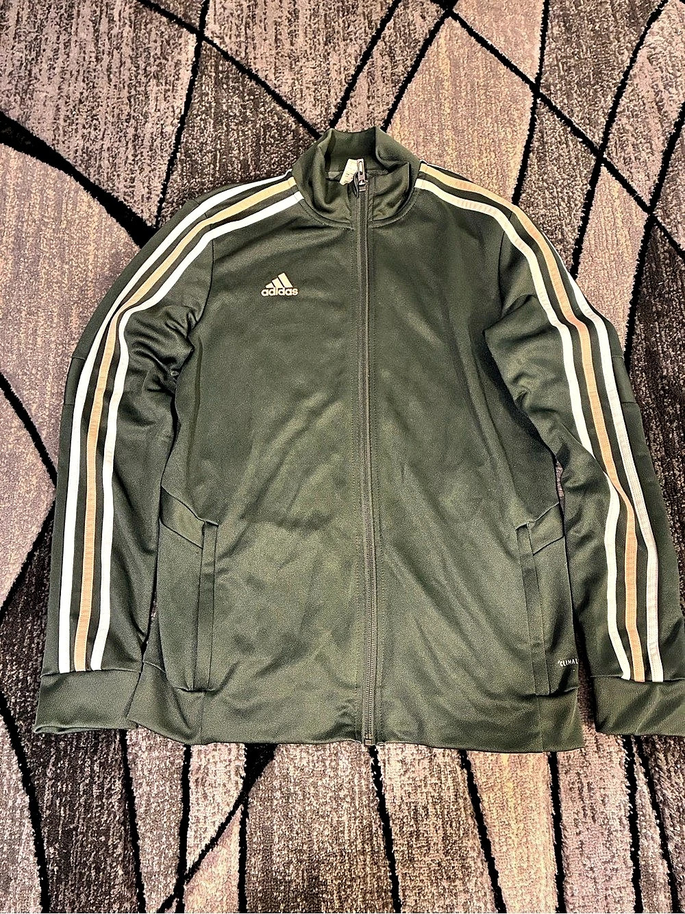 adidas Track Jacket Green & White & Pink Size Small